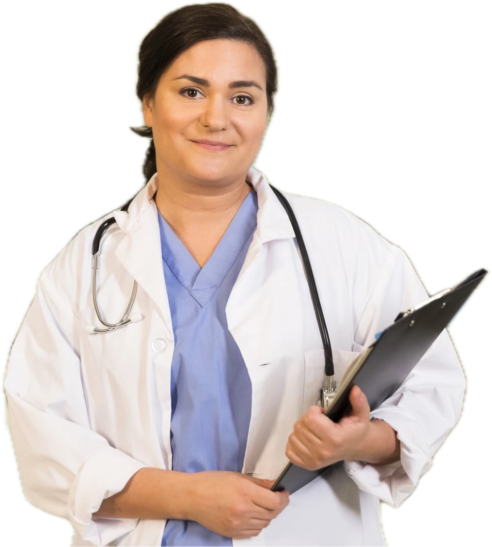 Physician holding a clipboard